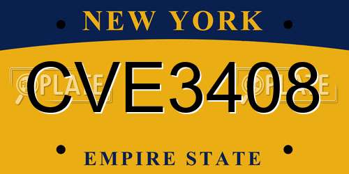CVE3408 New York License Plate