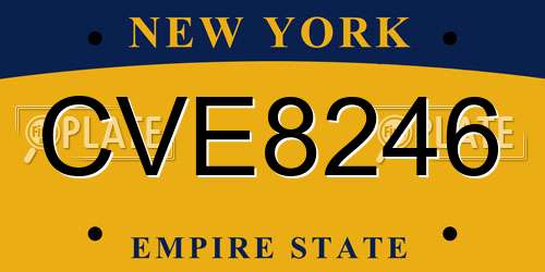 CVE8246 New York License Plate
