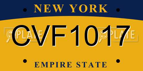 CVF1017 New York License Plate