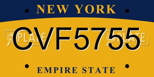 CVF5755 New York License Plate