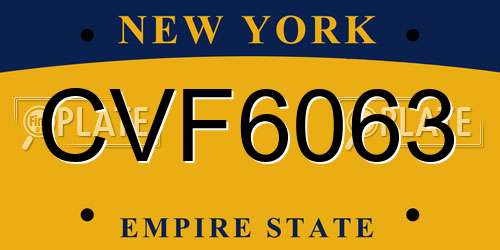 CVF6063 New York License Plate
