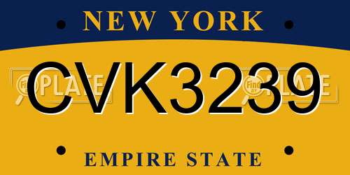 CVK3239 New York License Plate