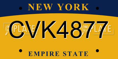CVK4877 New York License Plate