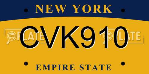 CVK910 New York License Plate