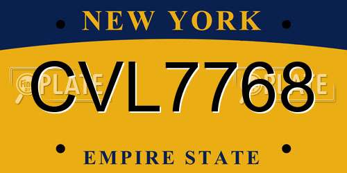 CVL7768 New York License Plate