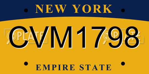 CVM1798 New York License Plate