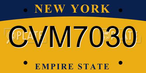 CVM7030 New York License Plate