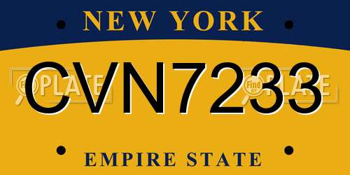 CVN7233 New York License Plate
