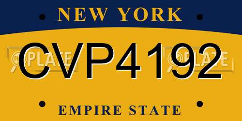 CVP4192 New York License Plate