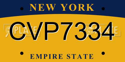 CVP7334 New York License Plate