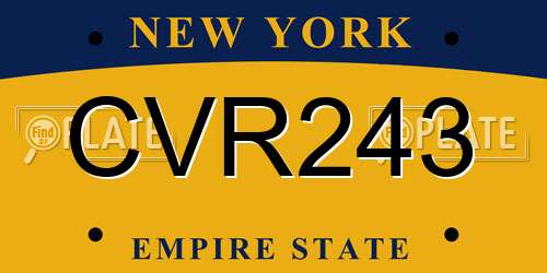 CVR243 New York License Plate