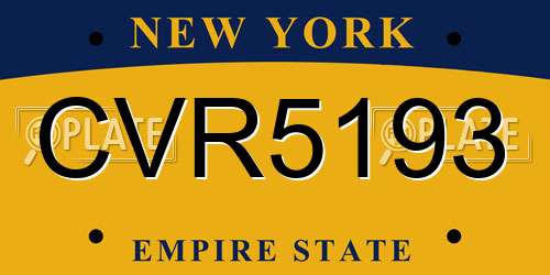 CVR5193 New York License Plate