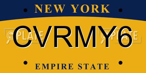 CVRMY6 New York License Plate
