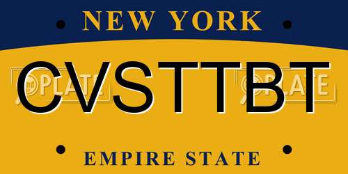 CVSTTBT New York License Plate