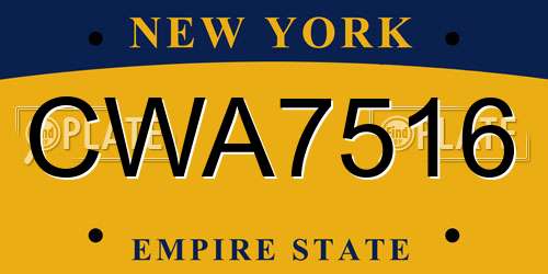 CWA7516 New York License Plate