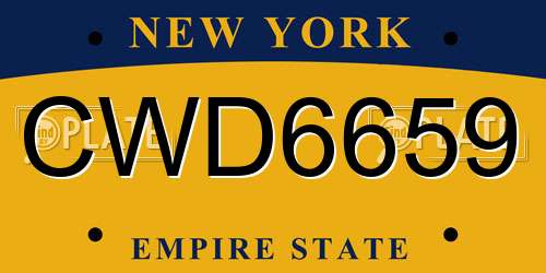 CWD6659 New York License Plate