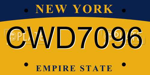 CWD7096 New York License Plate