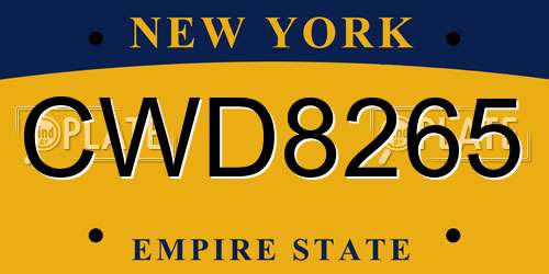 CWD8265 New York License Plate