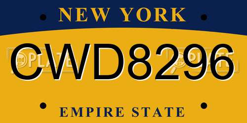 CWD8296 New York License Plate