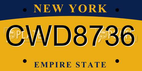 CWD8736 New York License Plate