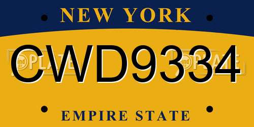 CWD9334 New York License Plate