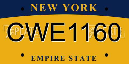 CWE1160 New York License Plate