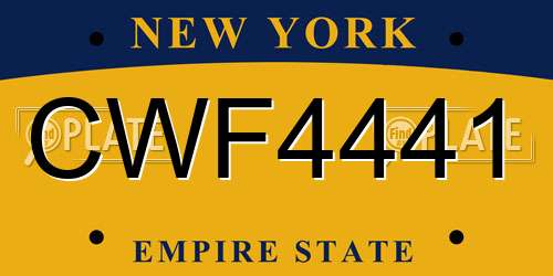 CWF4441 New York License Plate