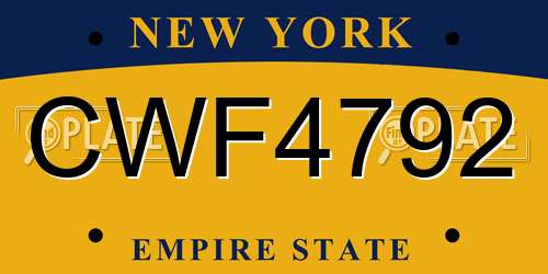 CWF4792 New York License Plate