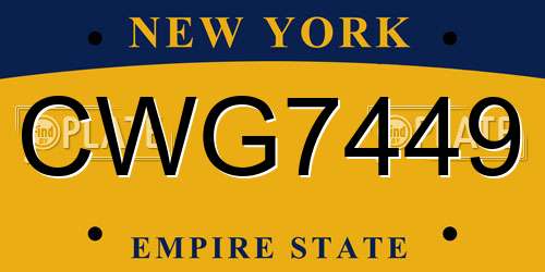 CWG7449 New York License Plate