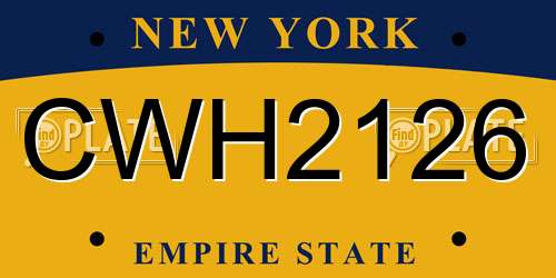 CWH2126 New York License Plate