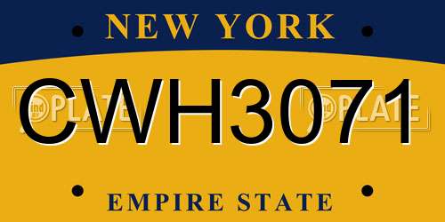 CWH3071 New York License Plate