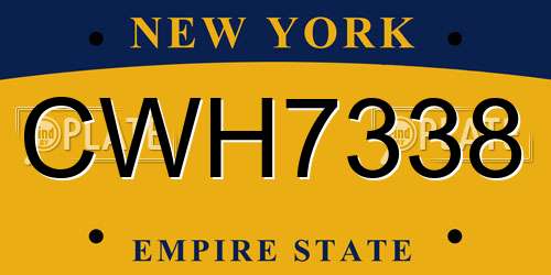 CWH7338 New York License Plate