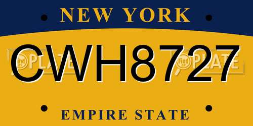 CWH8727 New York License Plate