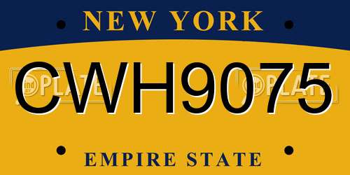 CWH9075 New York License Plate