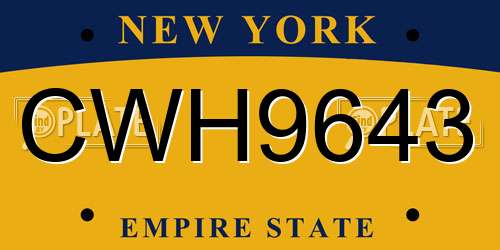 CWH9643 New York License Plate