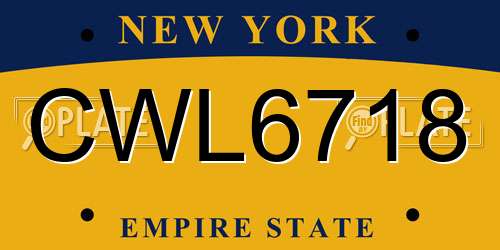 CWL6718 New York License Plate