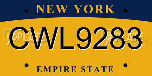 CWL9283 New York License Plate