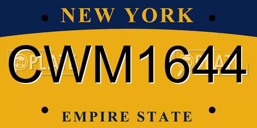 CWM1644 New York License Plate