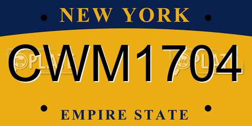 CWM1704 New York License Plate