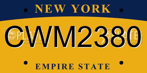 CWM2380 New York License Plate