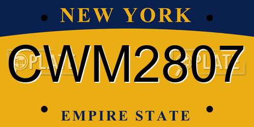 CWM2807 New York License Plate