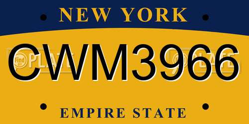 CWM3966 New York License Plate