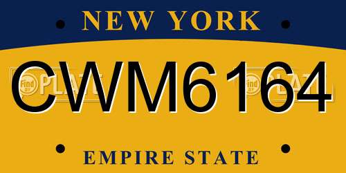 CWM6164 New York License Plate