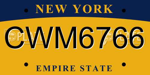 CWM6766 New York License Plate
