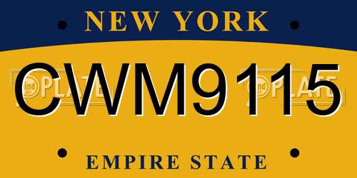 CWM9115 New York License Plate