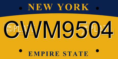 CWM9504 New York License Plate