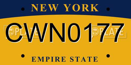 CWN0177 New York License Plate