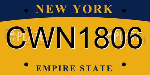 CWN1806 New York License Plate