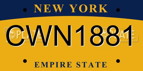 CWN1881 New York License Plate