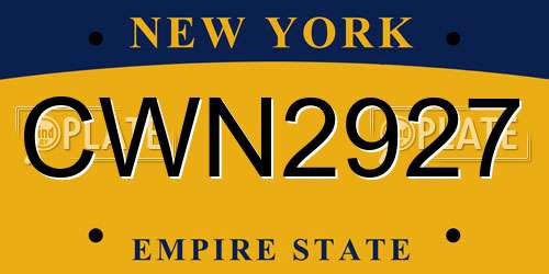 CWN2927 New York License Plate